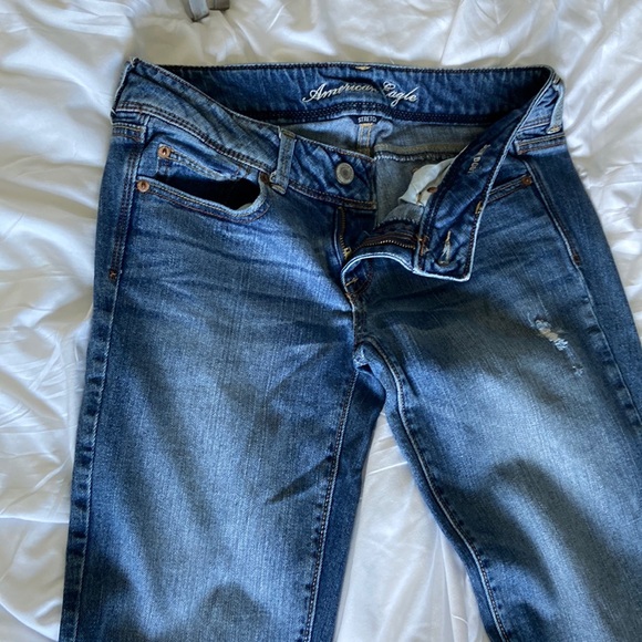 American Eagle Low Rise Slim Bootcut SZ 8 Long Stretch Dark Wash, 2010 Cool EUC - Picture 1 of 14